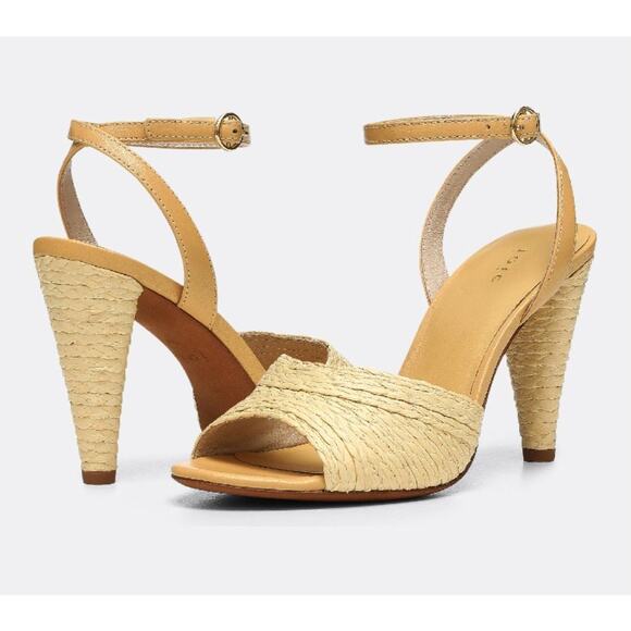 Joie Calan Raffia Ankle-Strap Sandals Natural Tan Leather Size 6 NWOB Comfy Heel - Picture 2 of 12